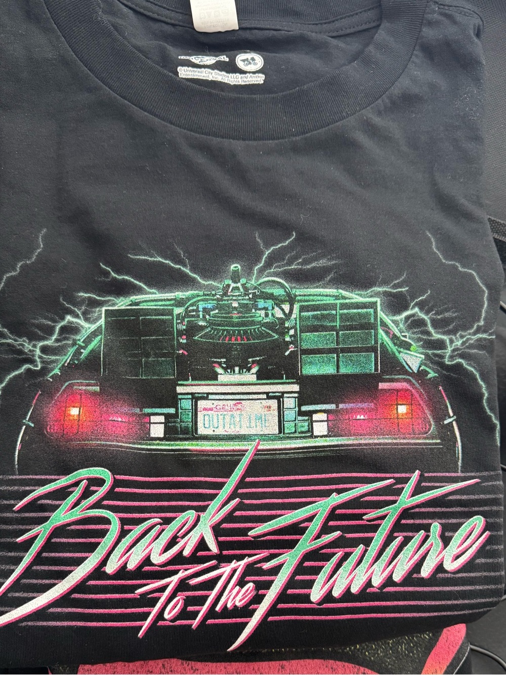 Back to the Future Graphic Tee - Black with Neon Pink & Green